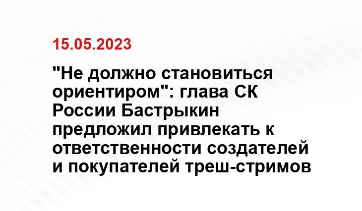 "Не должно становиться ориентиром": глава СК России Бастрыкин предложил привлекать к ответственности создателей и покупателей треш-стримов